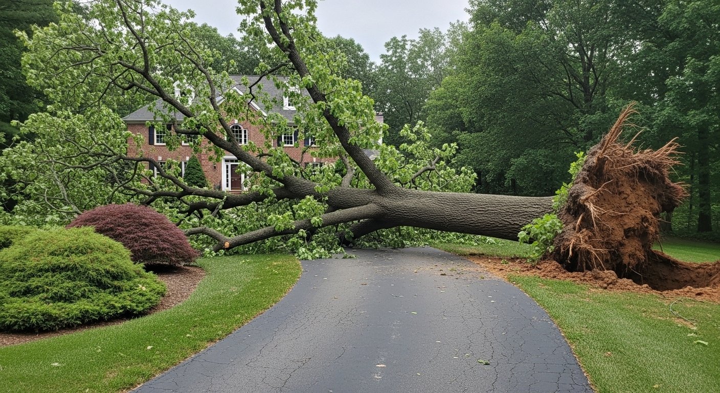 Storm Split Oak Tree in Horn Lake, Mississippi