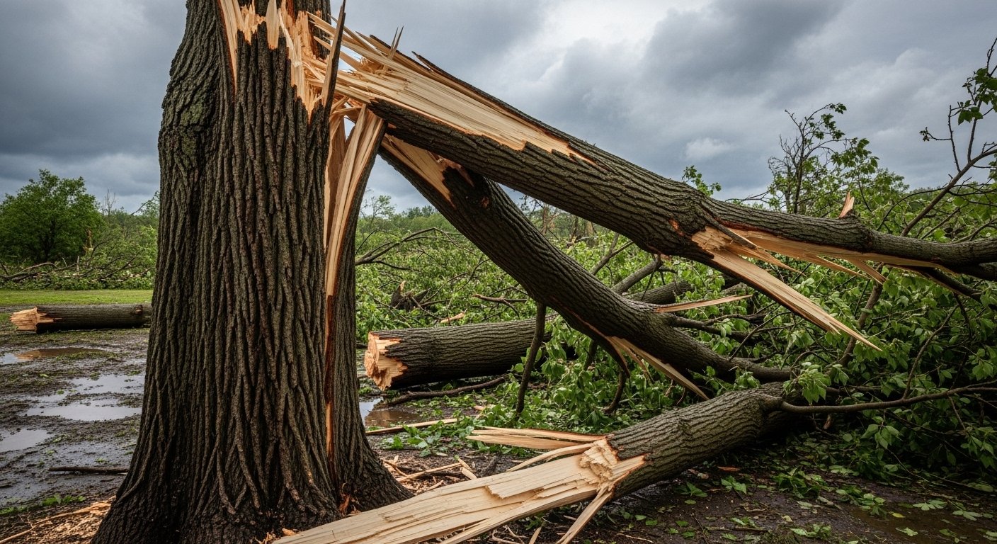 Storm Split Oak Tree service call